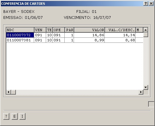 Sistemas Financeiro - Conferência de Cartões