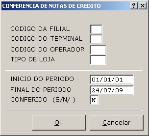 Sistemas Financeiro - Conferência de notas de crédito