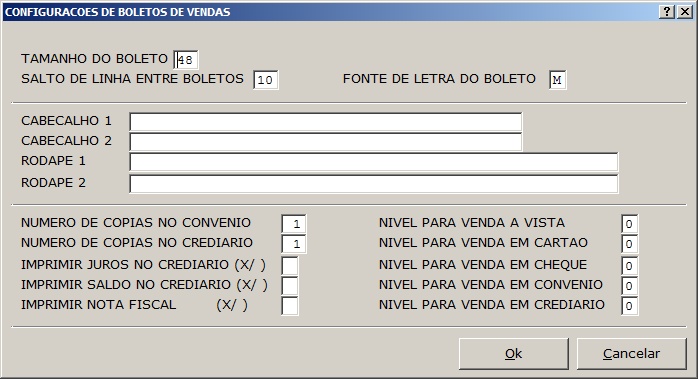 Configuracoes - Configuracoes Boletos Vendas